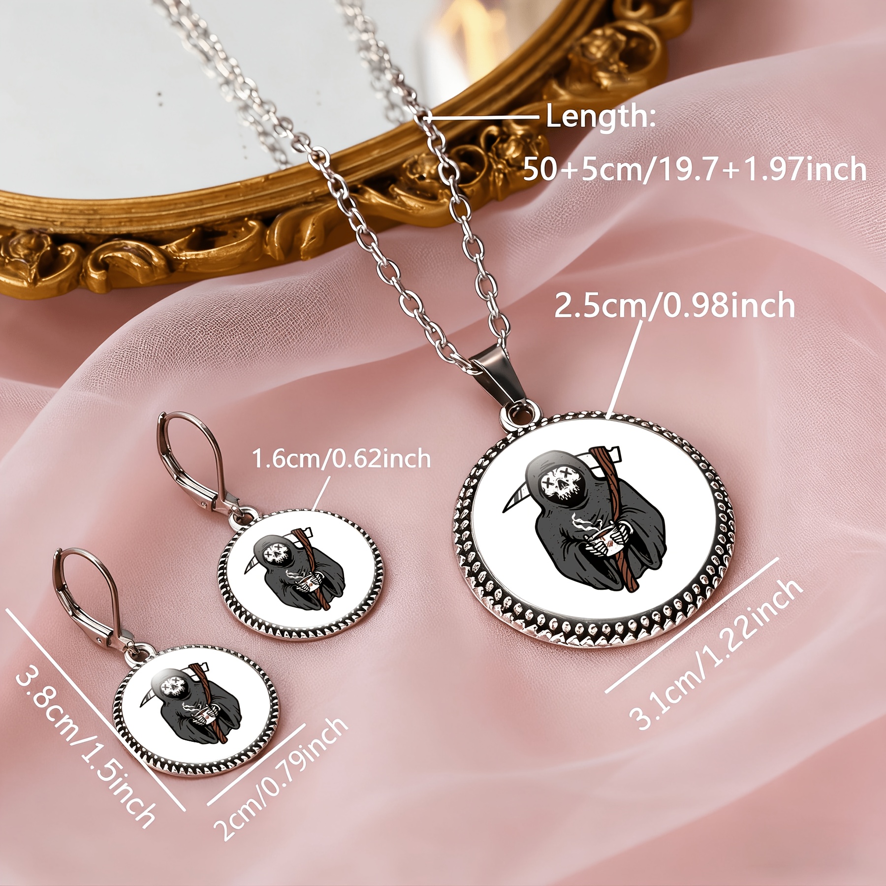 3pcs Classic Women's Jewelry Set with Round Glass Bases